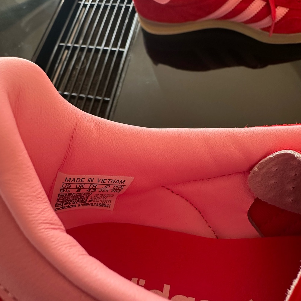 adidas Gazelle Women's Red and Pink Suede Sneakers - Picture 6 of 7